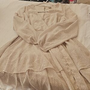 Elegant Long Sleeve Cream Dress